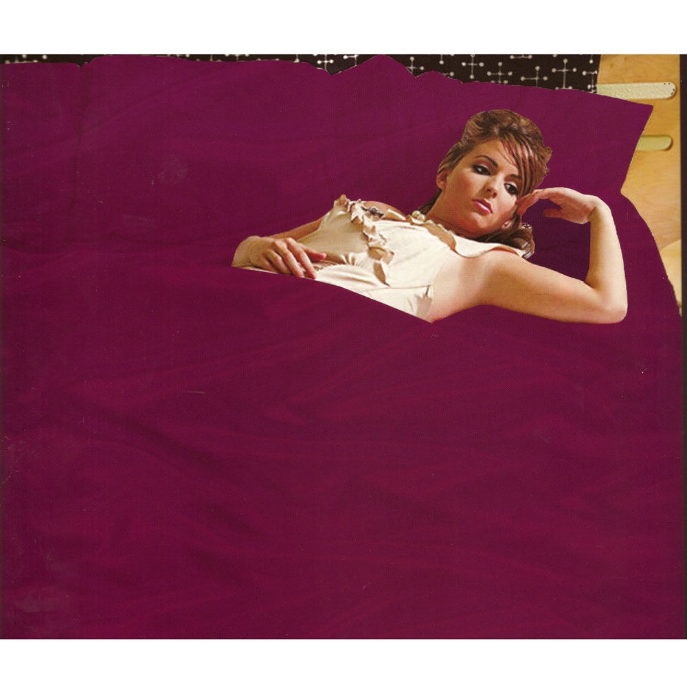 Childrens Bedroom Aubergine Satin Double Duvet Cover, Fitted Sheet