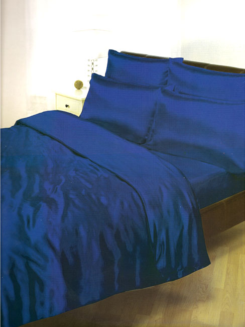 Childrens Bedroom Blue Satin Double Duvet Cover, Fitted Sheet and