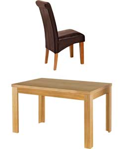 Chiltern Oak Dining Table and 6 Chocolate