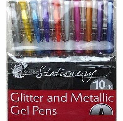 Chiltern Stationery 10 x Glitter and Metallic Gel Pens - Stationery