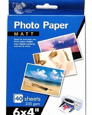 Chiltern Wove 6 x 4`` Photo Paper MATT, 40 Sheets, 235gsm