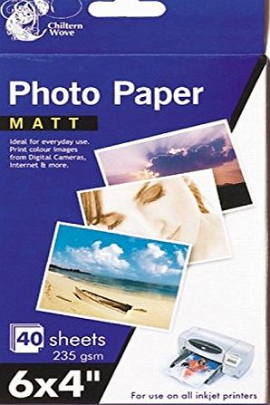 Chiltern Wove 80 Sheets Matt Photo Paper 6x4 `` 235gsm/2 Packs of 40