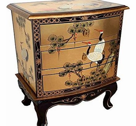 China Warehouse Direct Chinese Oriental Furniture - Gold Leaf 3 Drawer Side Chest