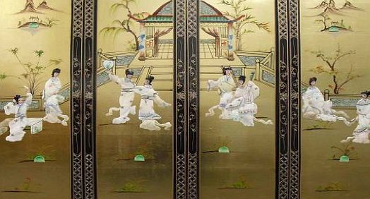 Chinese Oriental Furniture amp; Gift/ Accessories - Hand Painted Gold Leaf Set of 4 Wall Hanging with Mother of Pearl Design