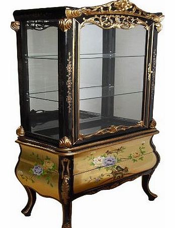 Gold Leaf Display Cabinet with Floral Design, Display Unit, Oriental Chinese & French Furniture Supplier