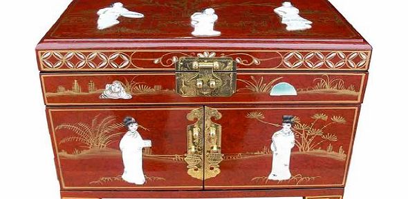 China Warehouse Direct Hand Painted Mother Of Pearl Jewellery Box with Lock, Oriental Chinese Furniture amp; Gifts