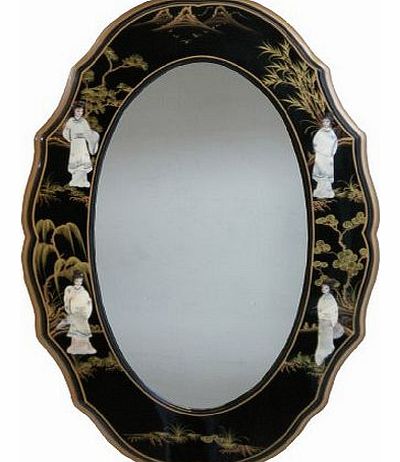 Mother Of Pearl Lacquer Mirror, Oriental Chinese Furniture