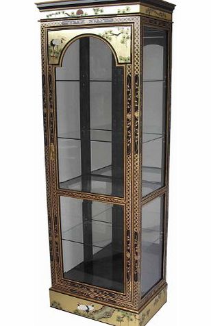 China Warehouse Direct Oriental Chinese Furniture - Gold Leaf Display Cabinet with Cranes Design