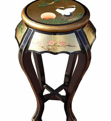 China Warehouse Direct Oriental Chinese Furniture - Gold Leaf Hand Painted Pedestal Stand with Cranes Design