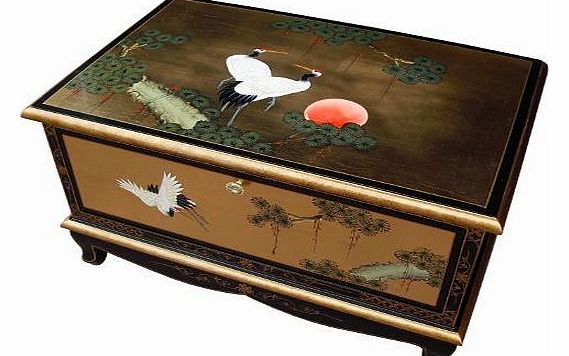 Oriental Chinese Furniture - Gold Leaf TV Unit with Cranes Design