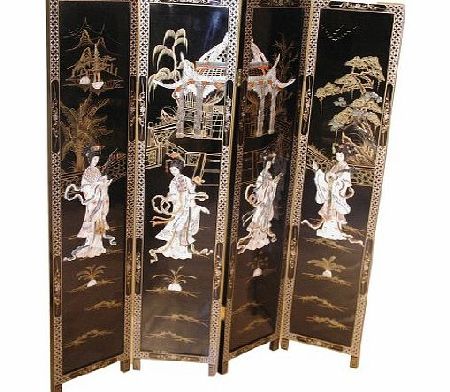 China Warehouse Direct Oriental Chinese Furniture - Mother of Pearl 4 Panel Screen With Ladies