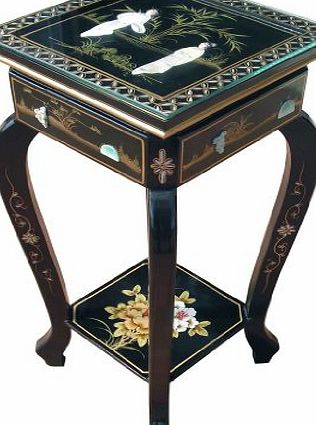 China Warehouse Direct Oriental Chinese Furniture - Mother of Pearl Hand Painted Plant/Pedestal Stand With Glass Top