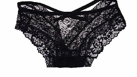 Chinatera Ladies Sexy Black Butterfly Lace Panties Briefs Underwear Thongs G-String