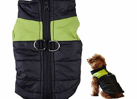 Chinatera Small Pet Dog Waterproof Coat Jacket Winter Quilted Padded Puffer (Green, L)