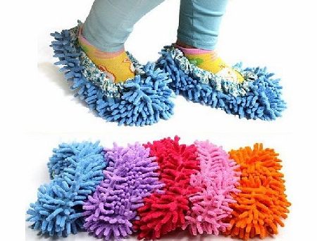 Cute Dust Mop Slippers Shoes Floor Cleaner Clean Easy Bathroom Office Kitchen(Sky Blue)