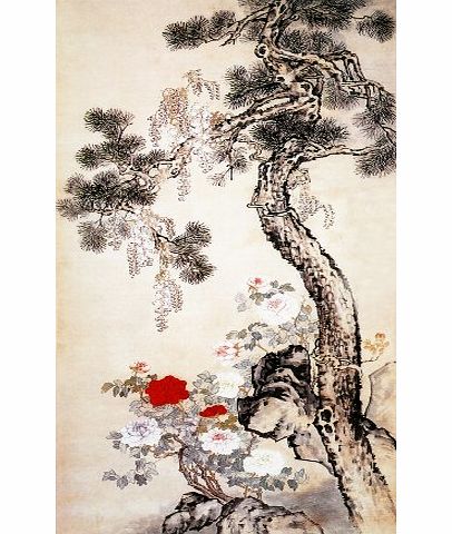 CHINESE ARTWORK LARGE CHINESE TREE PAINTING 36 X 20 INCHES BOX CANVAS mounted and ready to hang