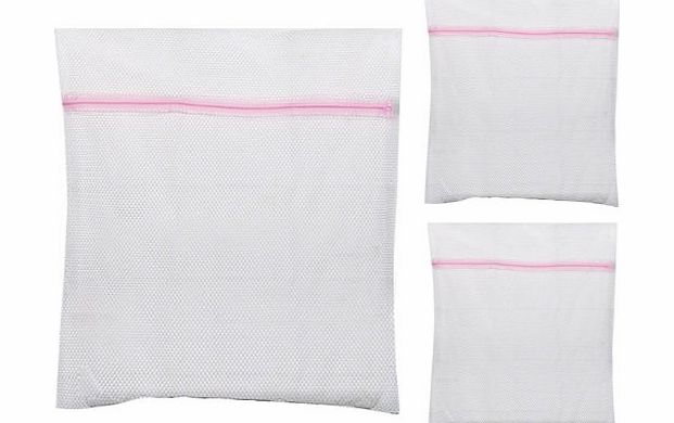 chinkyboo 3 x Set of Zipped Laundry Washing Mesh Bags - Protect bras, laces, undies, socks and any small items - 1Large 23in * 19in  2 Medium 19in * 15in