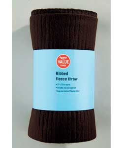 Chocolate Fleece Ribbed Throw 127 x 152cm