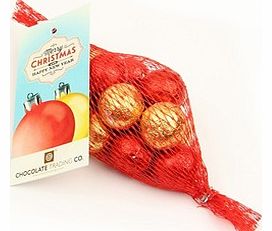 Net of Christmas chocolate baubles