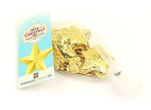 Net of Christmas chocolate gold stars
