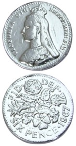 Silver sixpence chocolate coins - Bag of 50