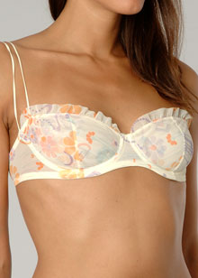 Printed Mesh Frills balconette bra