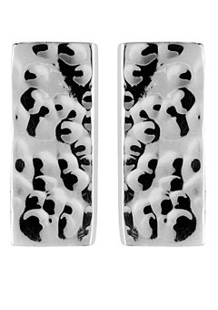 Chris Lewis Silver Brick Rectangular Earrings by Chris Lewis