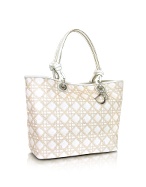 Cherie Beige Cannage Printed Canvas Basket Bag