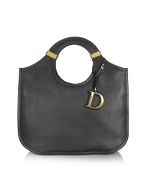 Christian Dior Diorita Black Leather Open Handle Tote Bag