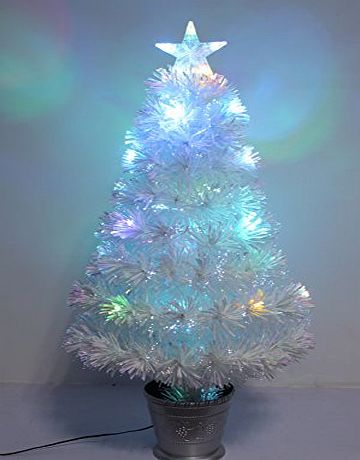 CHRISTMAS CONCEPTS 36 Inch (3FT) Irridescent LED Fibre Optic Christmas Tree With Colour Changing LED Lights   Silver Base