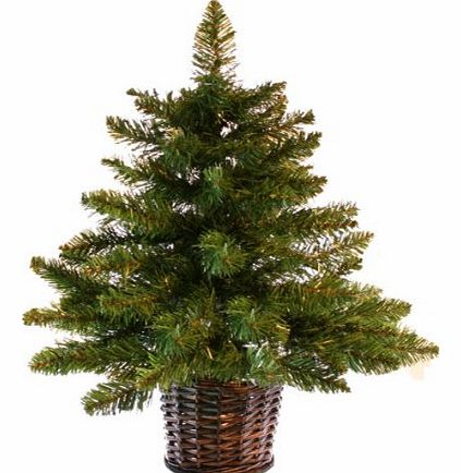 Christmas Direct Mini Artificial Christmas Tree with Wicker Basket 2ft/60cm