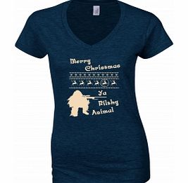 Christmas Filthy Animals Navy Womens T-Shirt