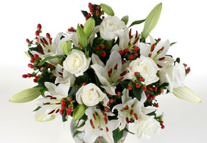Christmas Lily and Akito Roses Bouquet