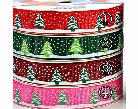 Christmas Ribbon RED WITH CHRISTMAS TREES amp; SNOW #1 ~ 5 yards (4.5 metres) of 9mm Wide Ribbon 5 Designs Available Ideal For Presents~Gifts~Cards~Scrap Booking~Decoration