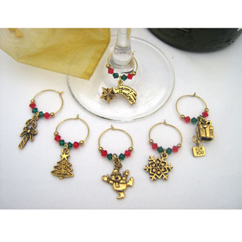 Christmas Swarovski Wine Charms