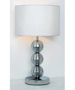 Chrome 3 Ball Touch Table Lamp with White Shade