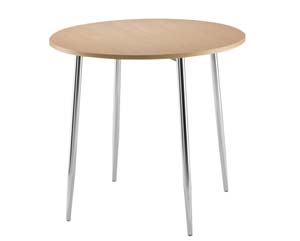 Chrome frame round maple bistro table