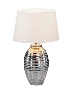 Chrome Ribbed Ceramic Table Lamp