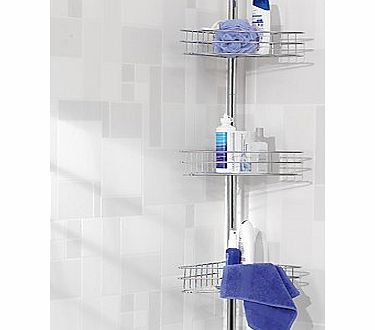 Chums SHOWER BATHROOM CHROME CORNER UNIT WITH 3 TIER SHELF STORAGE