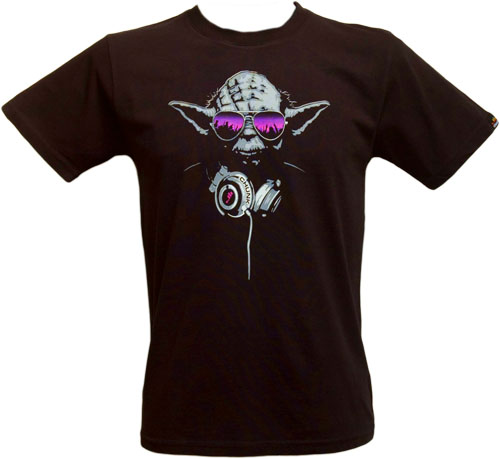 Mens Black DJ Yoda Star Wars T-Shirt from