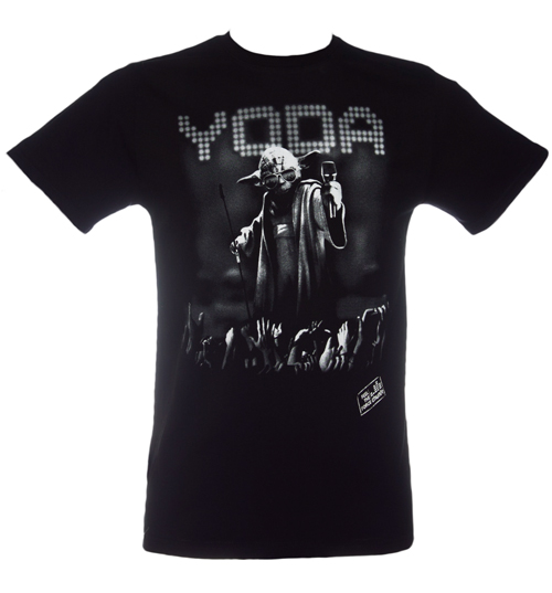 Mens Black Star Wars Yoda Live T-Shirt from