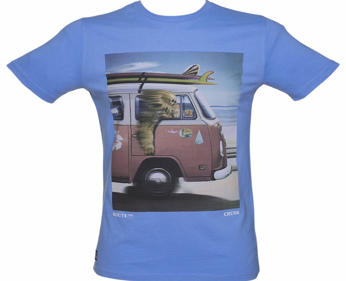 Mens Blue Wookie Route 77 Star Wars T-Shirt
