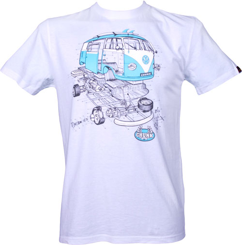Chunk Mens White Exploding VW Camper T-Shirt from