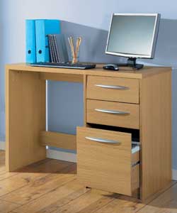 3 Drawer Single Pedestal Desk- Oak