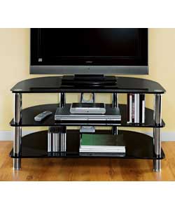 Chunky Black Glass TV Entertainment Unit