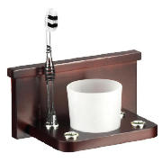 Dark wood Toothbrush Holder & Tumbler