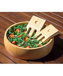 Chunky Wooden Salad Bowl and Forks