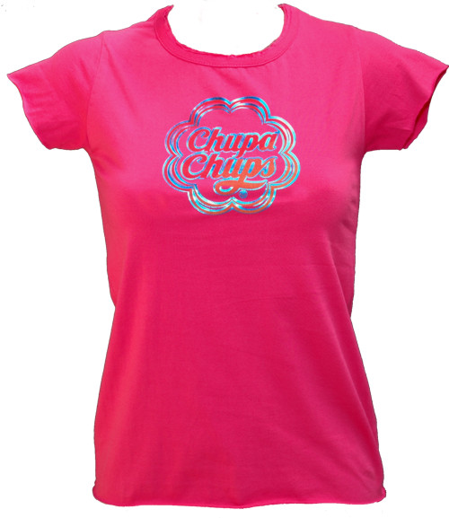 Chupa Chups Ladies Pink Chupa Chups Logo T-Shirt