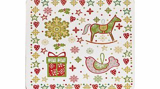 Yuletide set of 4 red and green coasters