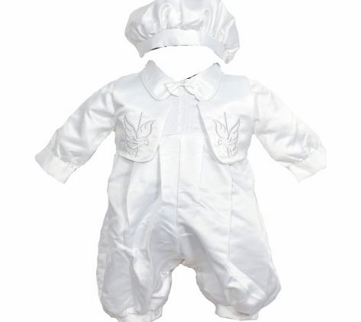 Cinda Clothing Baby Boys Christening Gown,Waistcoat and Hat White 0-3M